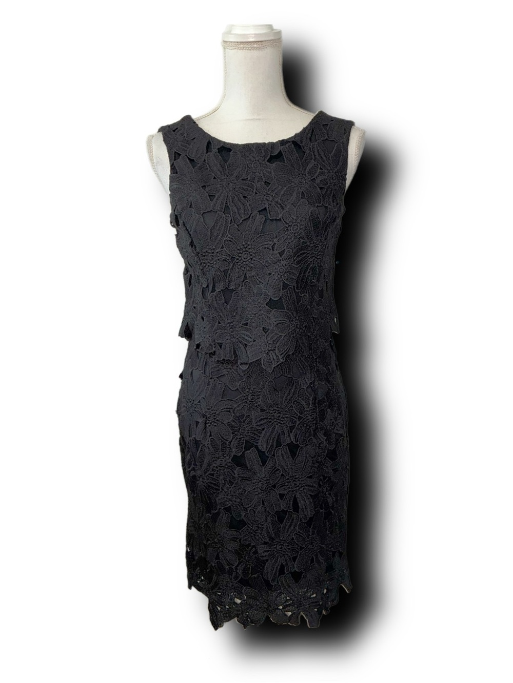 Ellen Tracy Crochet Lace Overlay Midi Tank Dress